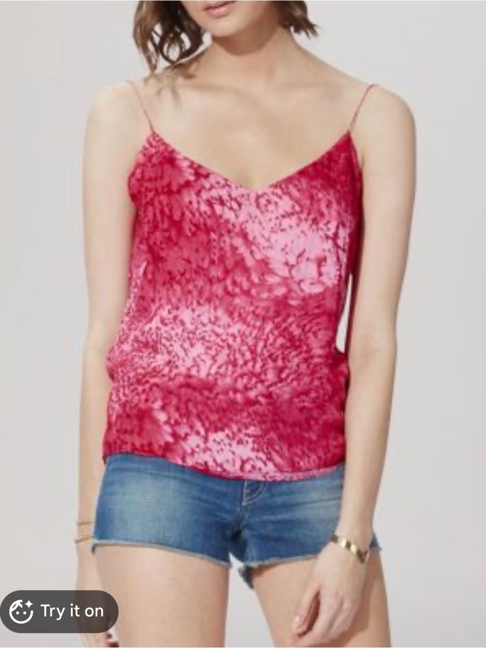 Maje Fuchsia Pink Printed Satin Camisole